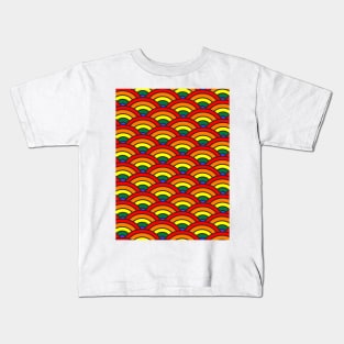 Rainbow Pride japanese wave Seigaiha pattern Kids T-Shirt